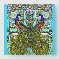 Peacock de vidrio manchado de estilo Art Nouveau