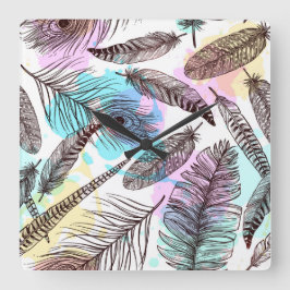 Reloj Cuadrado Peacock Feather