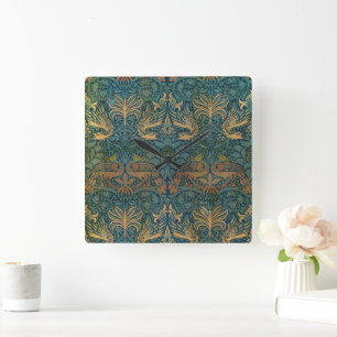 Reloj Cuadrado Peacock y Dragón, 1878 por William Morris