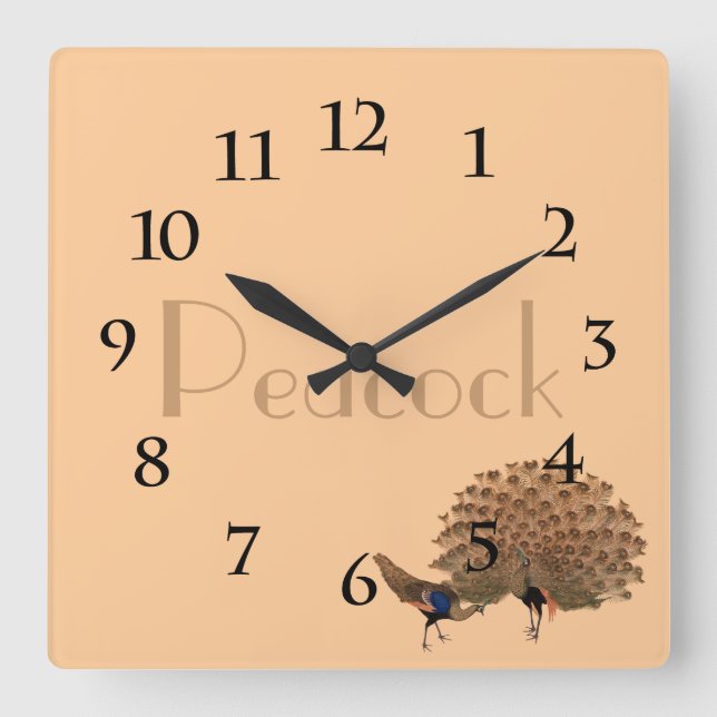 Reloj Cuadrado Peacocks asiáticos de época (Anverso)