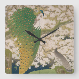 Reloj Cuadrado Peacocks y cerezo (1925)