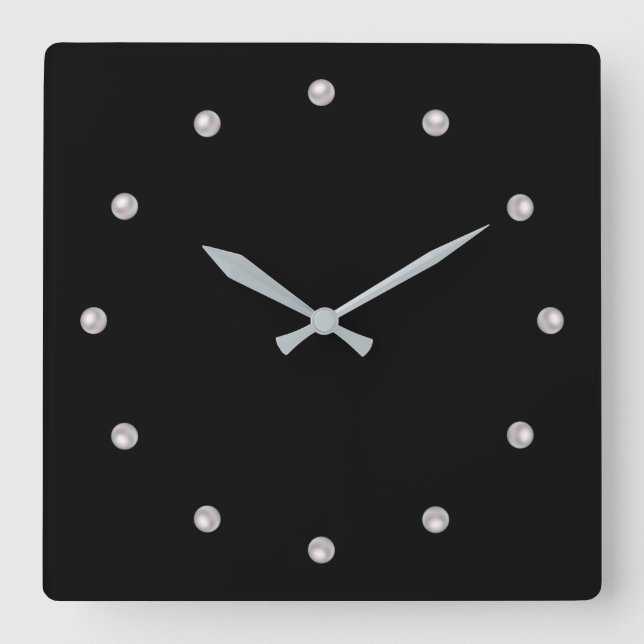 Reloj Cuadrado Pearls on black background . (Anverso)