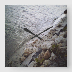 Reloj Cuadrado Pebbles At The Beach