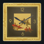 Reloj Cuadrado Peces dorados Art Deco<br><div class="desc">Gran diseño y calidad. Te encantará como a otros. Puede usar este diseño para cualquier otro producto que desee o agregar su texto. Gracias.</div>