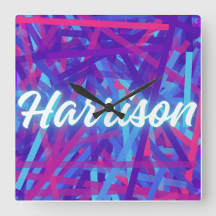 Reloj Cuadrado Pegatina de nombre personalizado – Harrison – Etiq