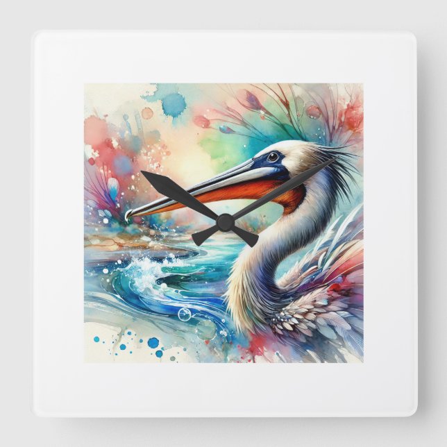 Reloj Cuadrado Pelican Eel Serenity 070824AREF136 - Watercolor (Anverso)