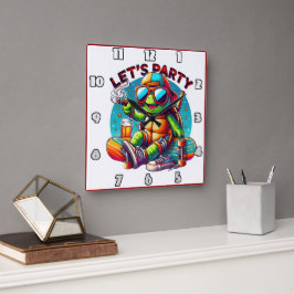 Reloj Cuadrado Pelota de patinaje helada en fiesta de tortugas