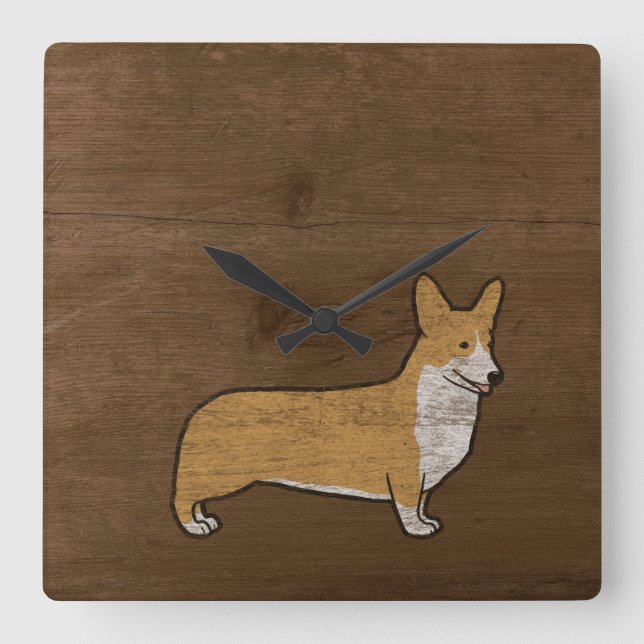 Reloj Cuadrado Pembroke Welsh Corgi (Anverso)
