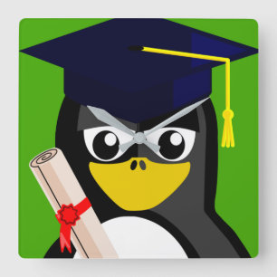 RELOJ CUADRADO PENGUINA DE GRADUACIÓN