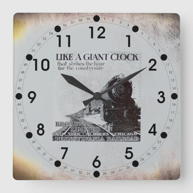 Reloj Cuadrado Pennsylvania Railroad Broadway Limited 1929 (Anverso)
