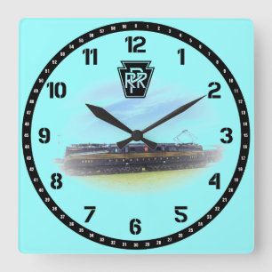 Reloj Cuadrado Pennsylvania Railroad GG-1 #4800 Vista lateral Gra