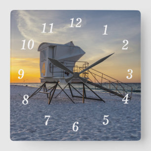 Reloj Cuadrado Pensacola Lifeguard Station Sunrise Wall Clock