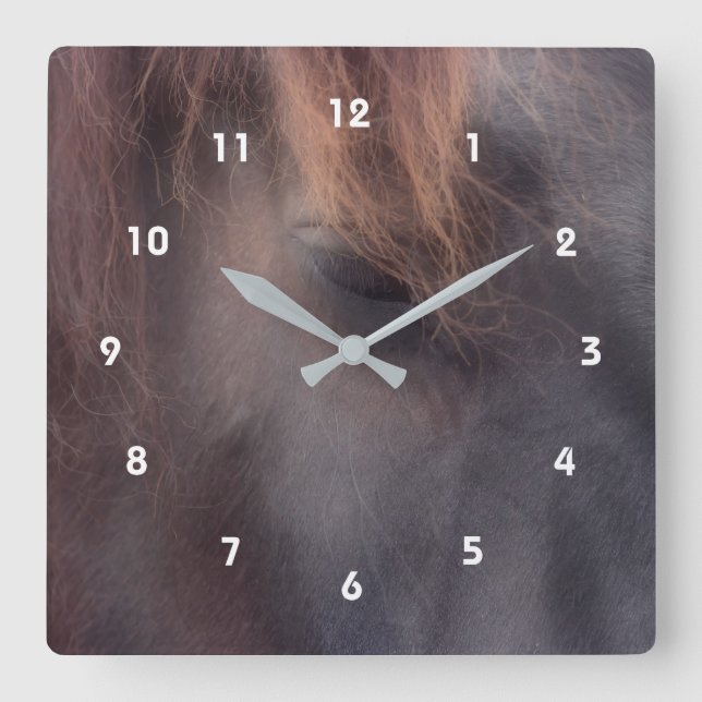 Reloj Cuadrado Pensamientos Ojo De Un Animal De Caballo (Anverso)