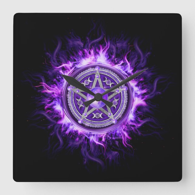 Reloj Cuadrado Pentagram morado (Anverso)