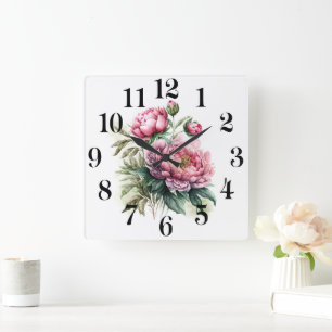 Reloj Cuadrado Peonía