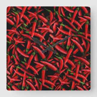 Reloj Cuadrado Peppers de Chili Rojo