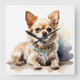 RELOJ CUADRADO PEQUEÑO PERRO CHIHUAHUA