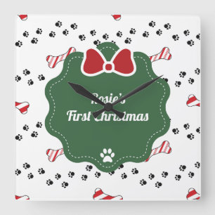Reloj Cuadrado Pequeño primer perro de Navidad amante de lo moder
