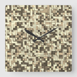 Reloj Cuadrado Pequeños cuadros en tonos beige marrón