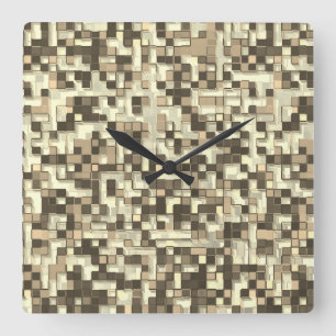 Reloj Cuadrado Pequeños cuadros en tonos beige marrón
