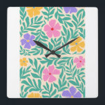 Reloj Cuadrado  Per clocks  logo flawrs<br><div class="desc">Per clocks   logo  les fleurs</div>
