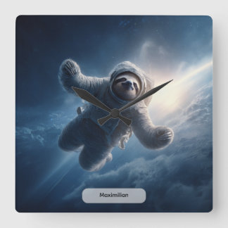 Reloj Cuadrado Perezoso Astronauta Animal Surrealista Personaliza