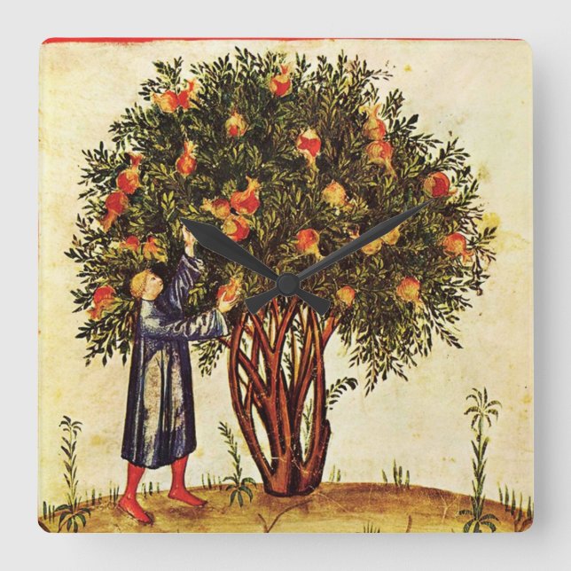 Reloj Cuadrado PERGAMINO MEDIEVAL de la ANTIGÜEDAD del ÁRBOL de (Anverso)