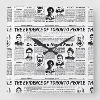 Reloj Cuadrado Periódico vintage de Toronto