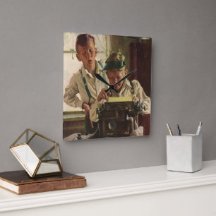 Reloj Cuadrado Periodistas de periódicos antiguos y escritores de