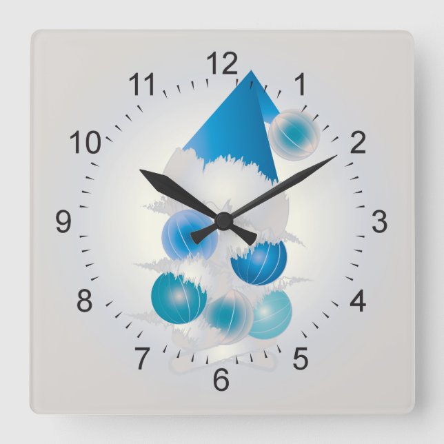 Reloj Cuadrado Perla y azul para Navidades (Anverso)