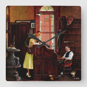 Reloj Cuadrado Permiso de matrimonio de Norman Rockwell