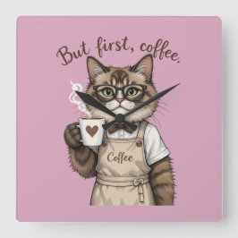 Reloj Cuadrado Pero Primero, Gato Café