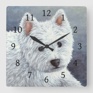 Reloj Cuadrado Perro 137 Blanco Westie