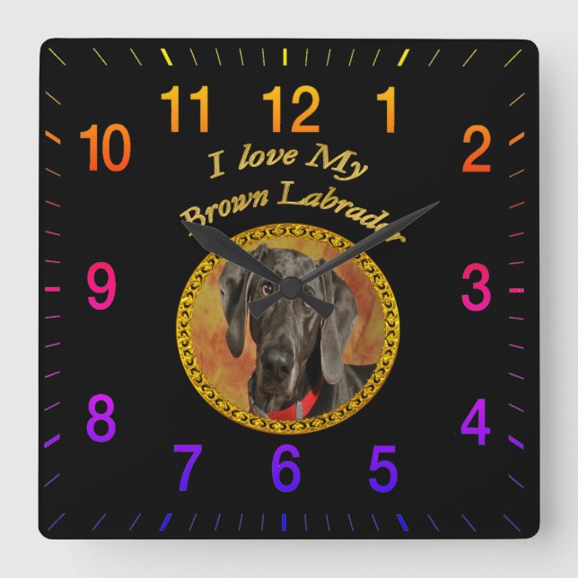 Reloj Cuadrado Perro adorable marrón dulce cachorro canino (Anverso)