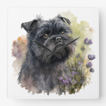 PERRO ADORABLE NEGRO AFFENPINSCHER CON FLORES