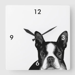 Reloj Cuadrado Perro de Boston Terrier