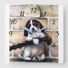 Reloj Cuadrado Perro de cachorro a la venta lindo ilustracion vin
