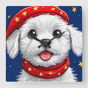 Reloj Cuadrado Perro de dibujos animados lindo
