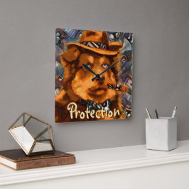 Reloj Cuadrado Perro de gangster guapo con ojos azules personaliz