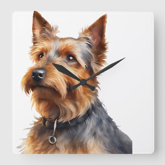 RELOJ CUADRADO PERRO DE TERRITORIO AUSTRALIANO CUTE BROWN Y GRIS (Anverso)