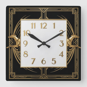 Reloj Cuadrado Perro dorado Art Deco