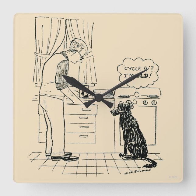 Reloj Cuadrado Perro envejeciendo (Anverso)