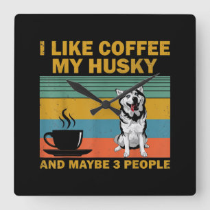 Reloj Cuadrado Perro Husky Siberiano Coffee Lovers Cita Regalo