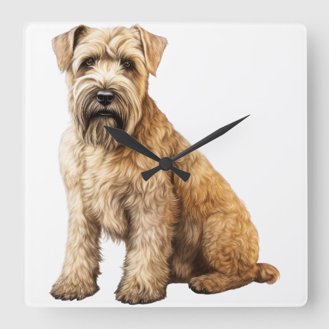 RELOJ CUADRADO PERRO TERRIER ADORABLE DE TRIGO RECUBIERTO BLANDO (Anverso)