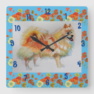 Reloj Cuadrado Perros de perro Spitz Pomeranian alemanes Niños Re