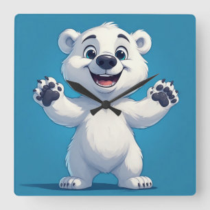 Reloj Cuadrado Personaje de oso polar de dibujos animados lindo