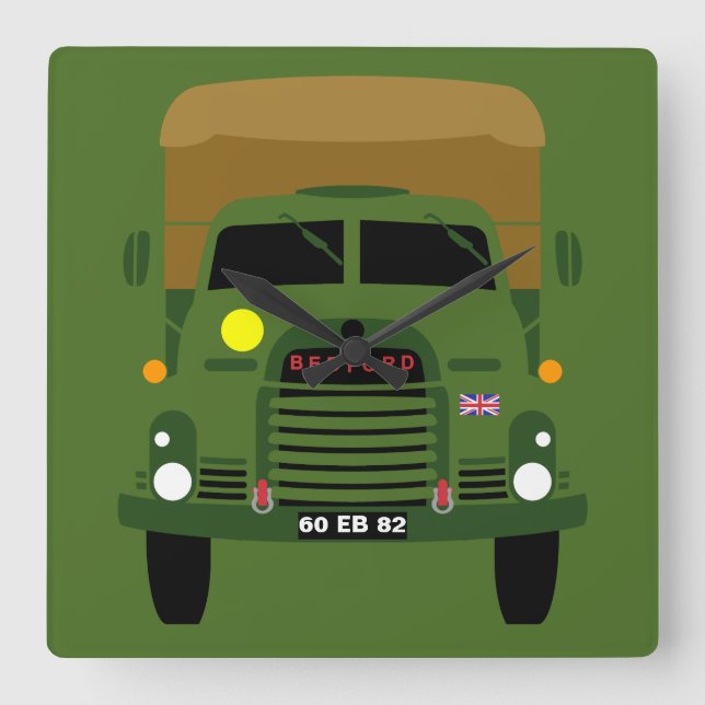 RELOJ CUADRADO PERSONALICE EL CAMIÓN DEL VETERANO DEL EJÉRCITO (Anverso)