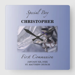 Reloj Cuadrado Personalice, niño, primera comunión azul