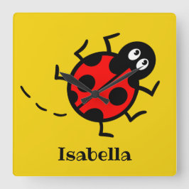 Reloj Cuadrado Personalised Ladybird Pattern Square Wall Clock