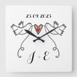 Reloj Cuadrado Personalised White Doves Wedding Gift Acrylic 